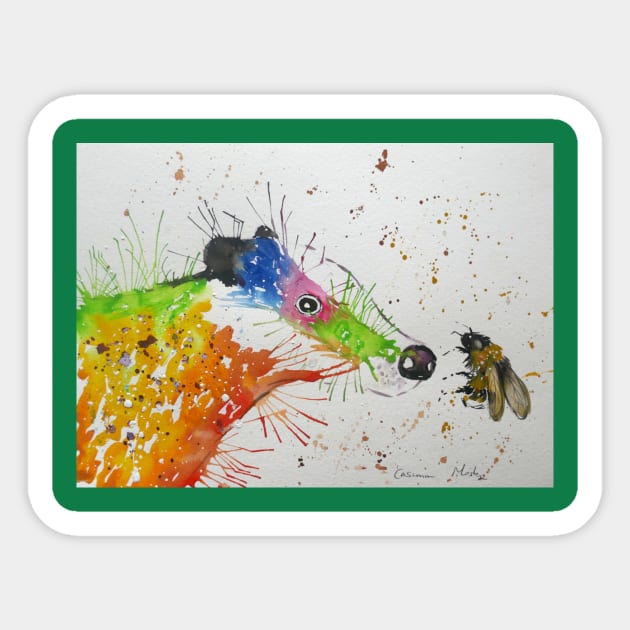 Colourful Badger and a Bumble bee Sticker by Casimirasquirkyart